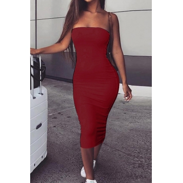 

LW Off The Shoulder Bodycon Dress, Wine red