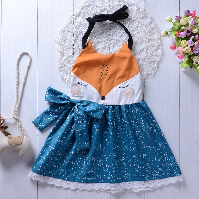 

lovely Casual Print Patchwork Blue Girl Knee Length Dress