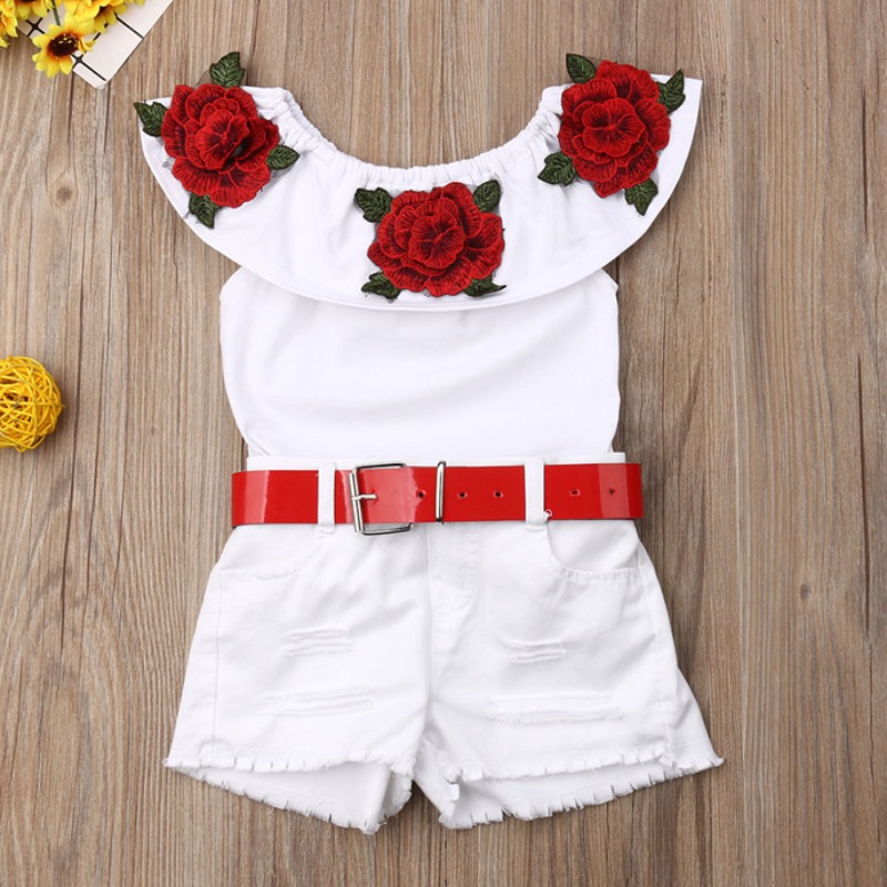 

lovely Stylish Print White Girl Two-piece Shorts Set