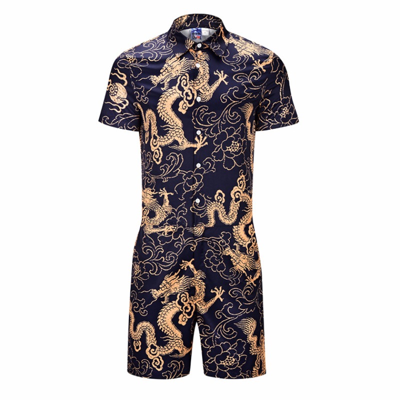

lovely Trendy Print Blue One-piece Romper