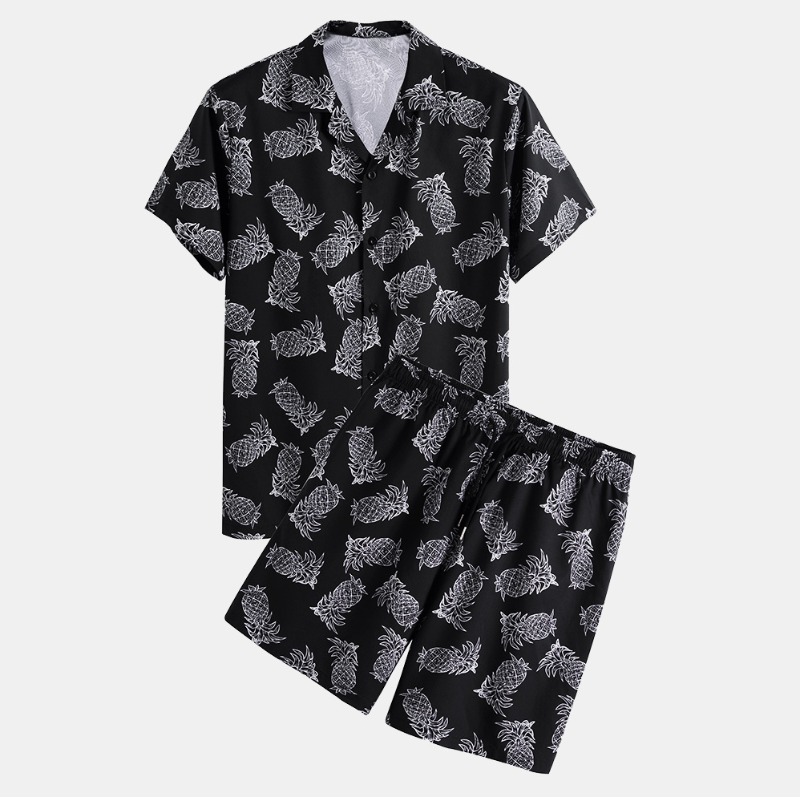

lovely Casual Print Black Two-piece Shorts Set
