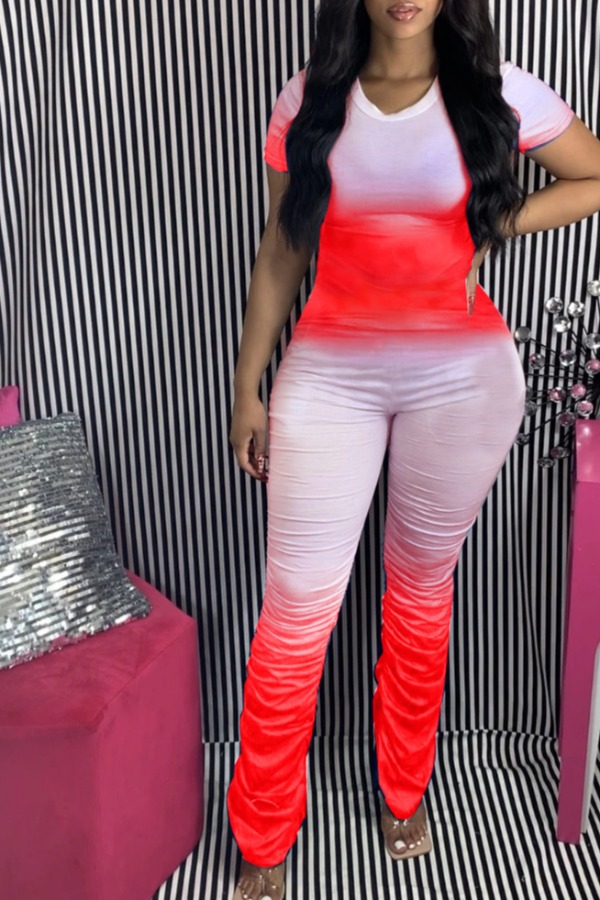 

lovely Trendy Gradual Change Red One-piece Jumpsuit