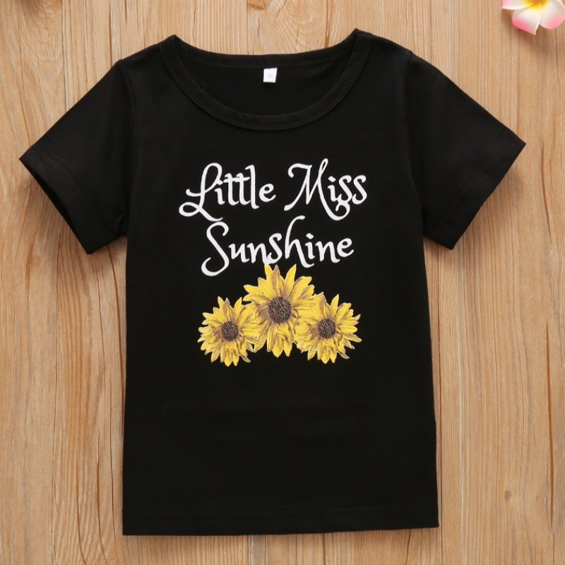

lovely Casual O Neck Print Black Girl T-shirt