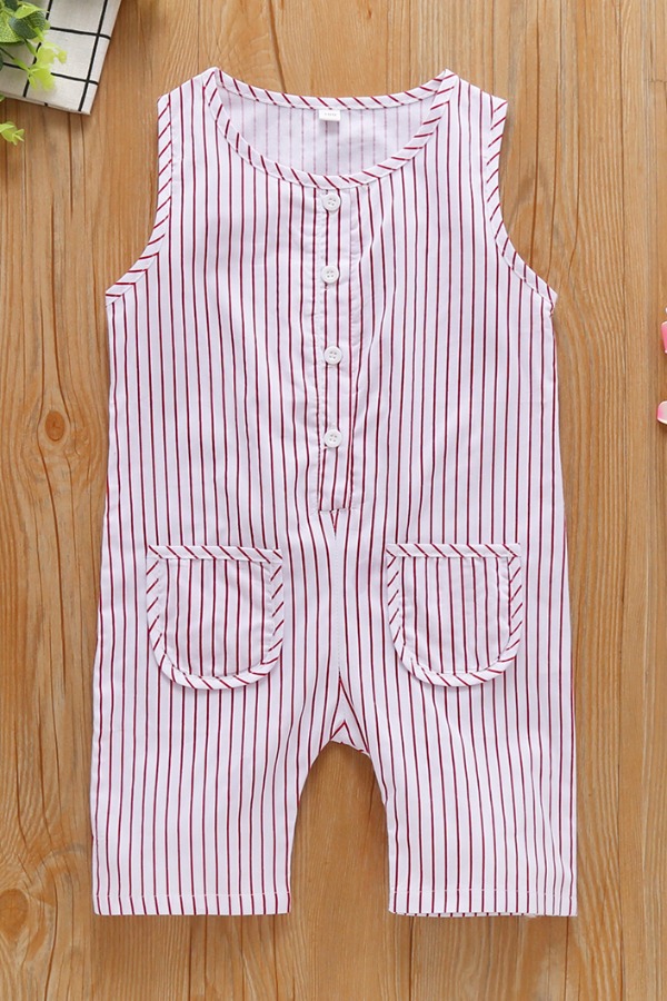 

lovely Trendy Striped Red Girl One-piece Jumpsuit