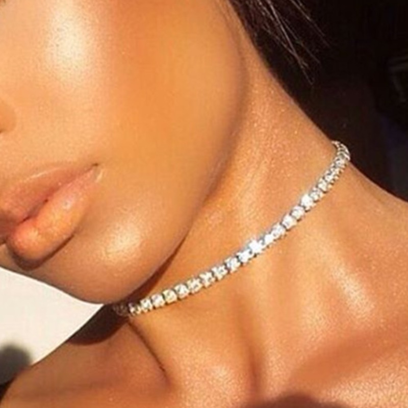 

lovely Trendy Rhinestone Decorative Silver Necklace