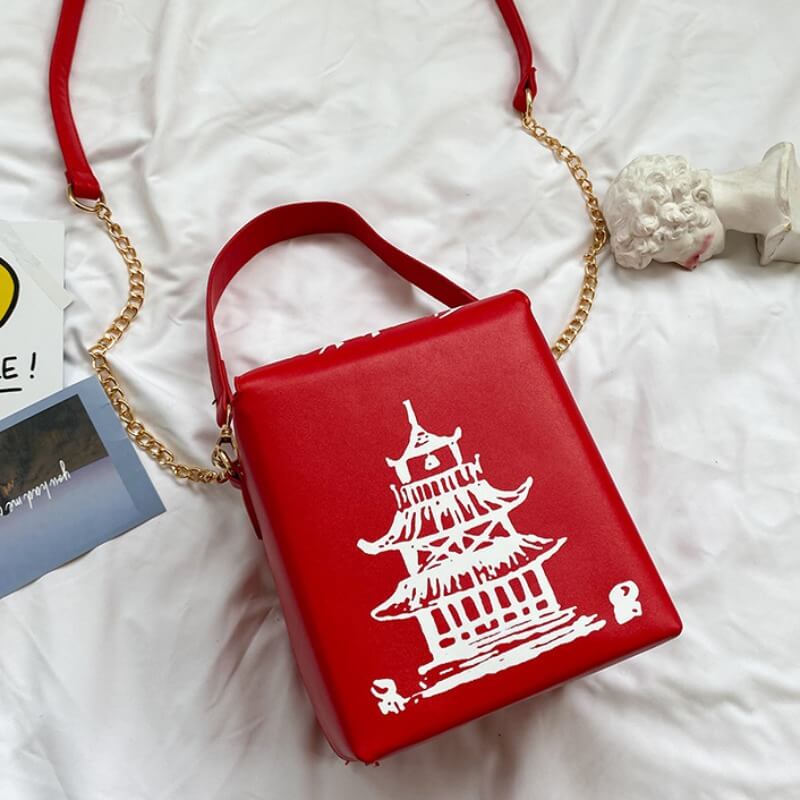 LW Chic Chain Strap Red Crossbody Bag