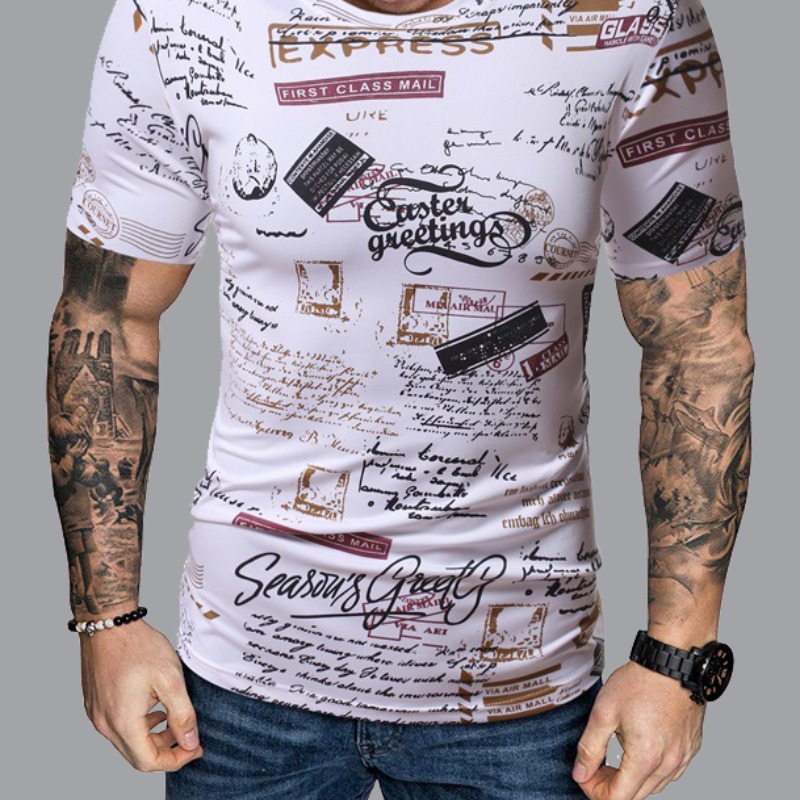 

Men lovely Casual O Neck Letter Print White T-shirt