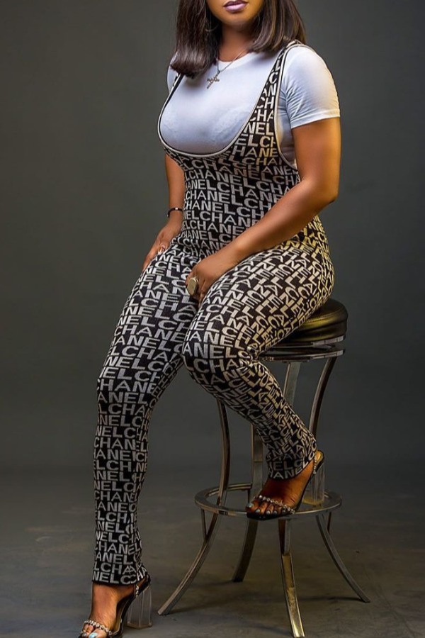 

lovely Trendy Print Black One-piece Jumpsuit