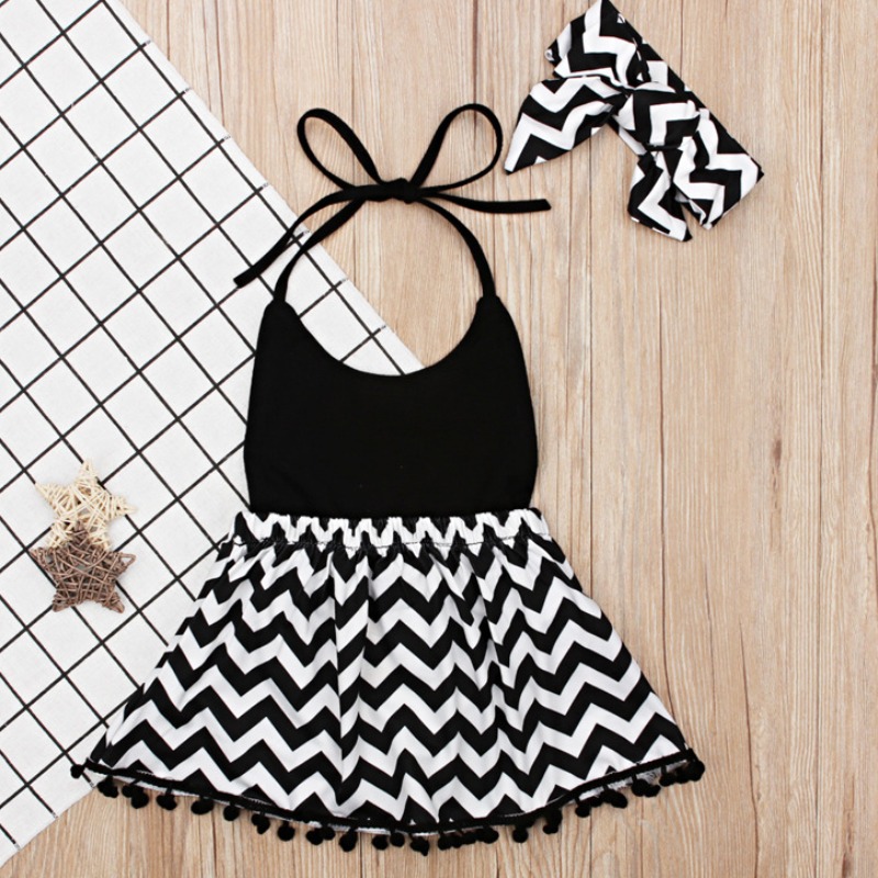 

lovely Sweet Print Patchwork Black Girl Knee Length Dress