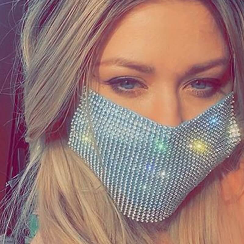 

lovely Stylish Rhinestone Silver Face Mask