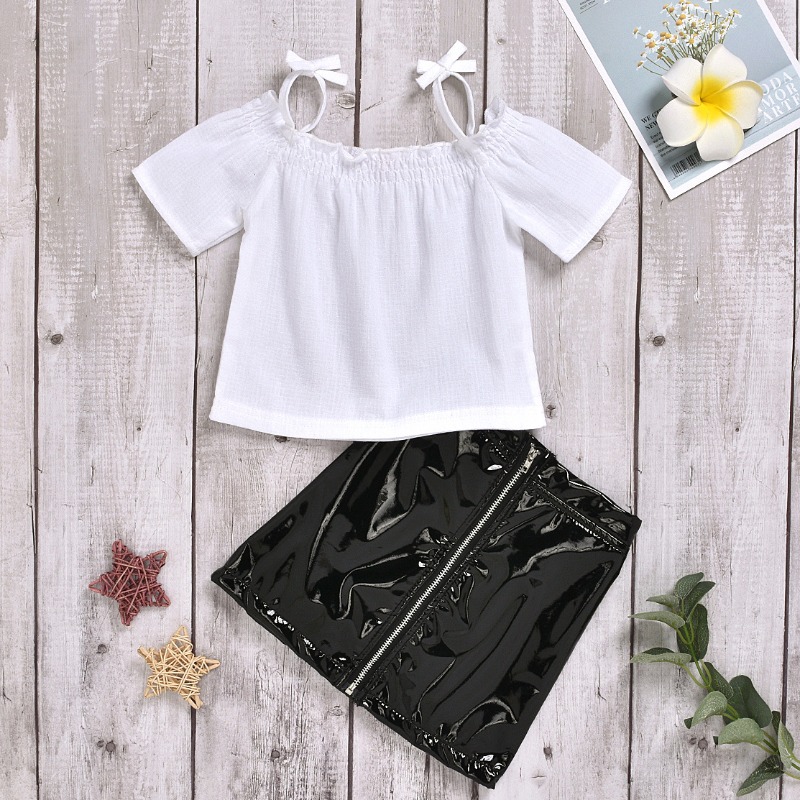 

lovely Casual Zipper Design White Girl Two-piece Skirt Set