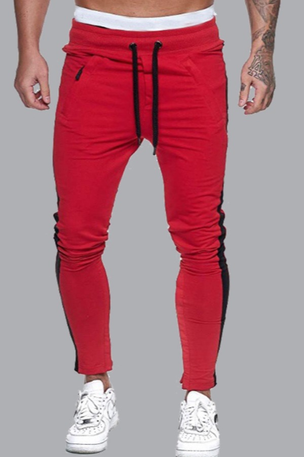 

lovely Sportswear Patchwork Red Pants