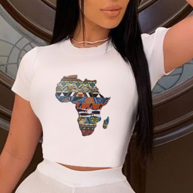

lovely Leisure O Neck Print White T-shirt