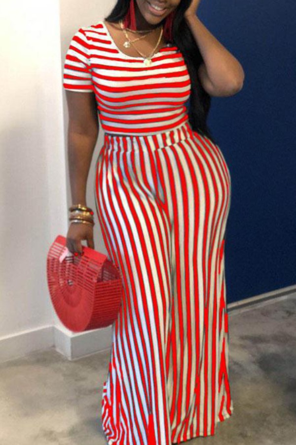 

LW Plus Size Street Striped Red Two-piece Pants Set