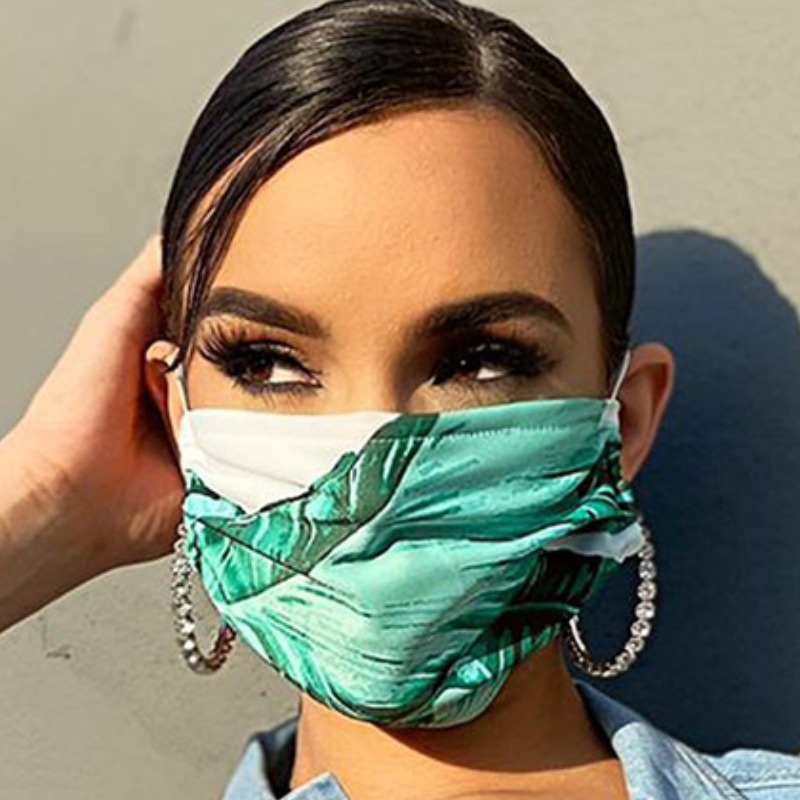 

lovely Plants Print Green Face Mask
