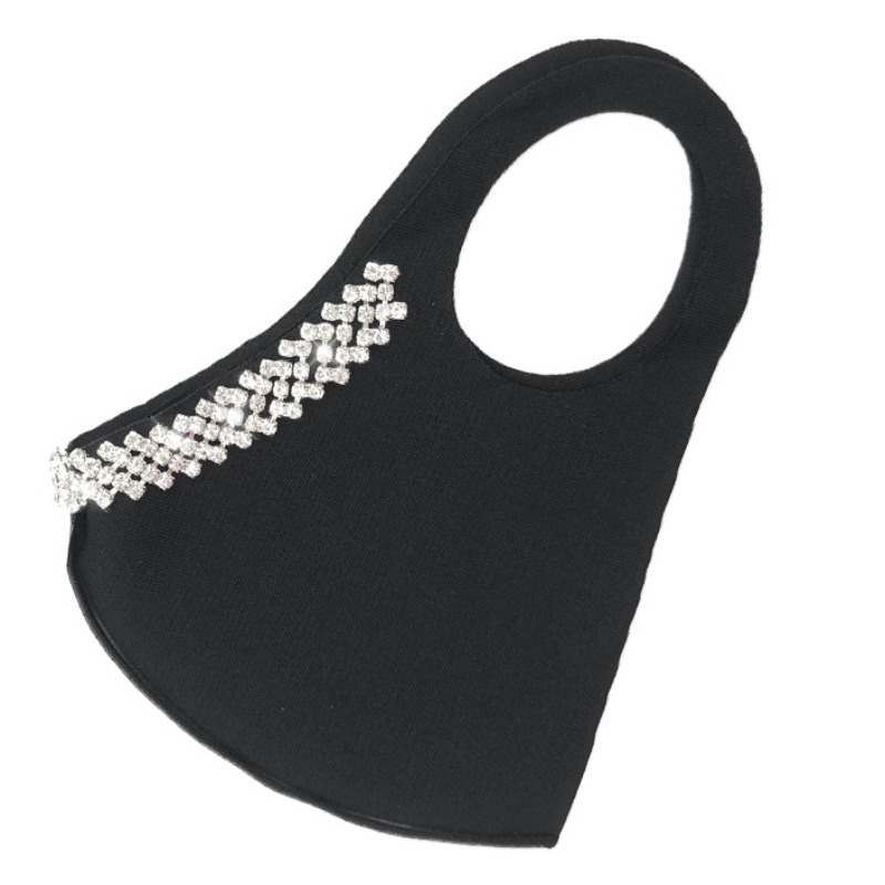 

Lovely Rhinestone Decorative Black Face Mask