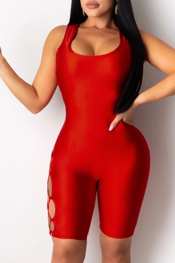 

lovely Sexy Bandage Design Red One-piece Romper