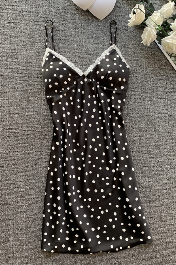 

lovely Leisure Dot Print Black Sleepwear