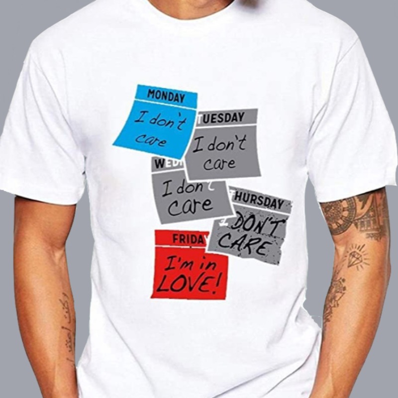 

Men Lovely Leisure O Neck Print White T-shirt