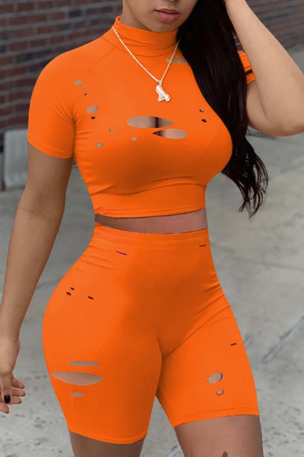 

Lovely Street Hollow-out Jacinth Two Piece Shorts Set