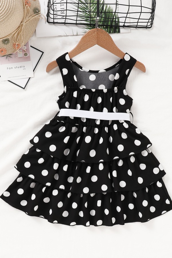 

lovely Sweet Dot Print Black Girl Knee Length Dress