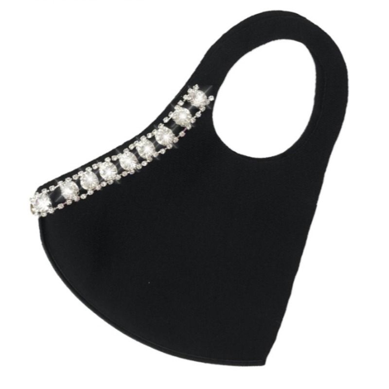 

Lovely Rhinestone Decorative Carbon Black Face Mask
