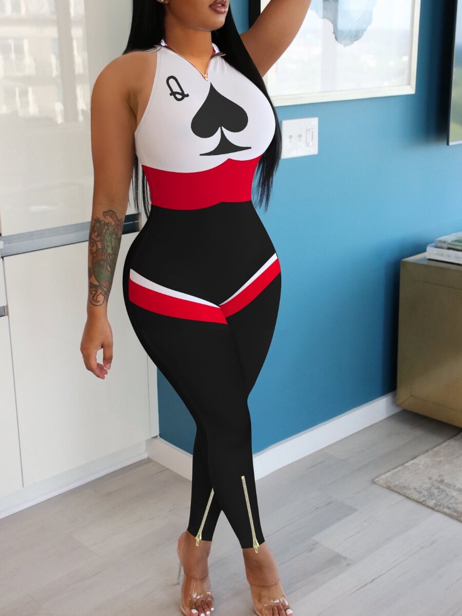 

lovely Casual Print Patchwork Black One-piece Jumpsuit