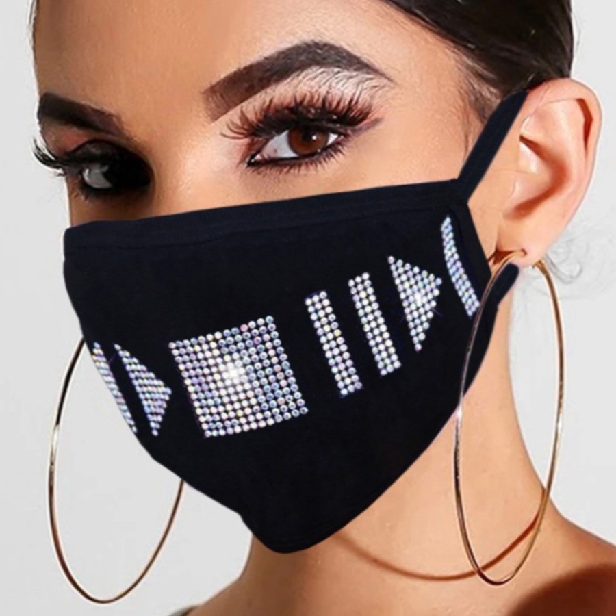 

Lovely Rhinestone Decorative Carbon Black Face Mask