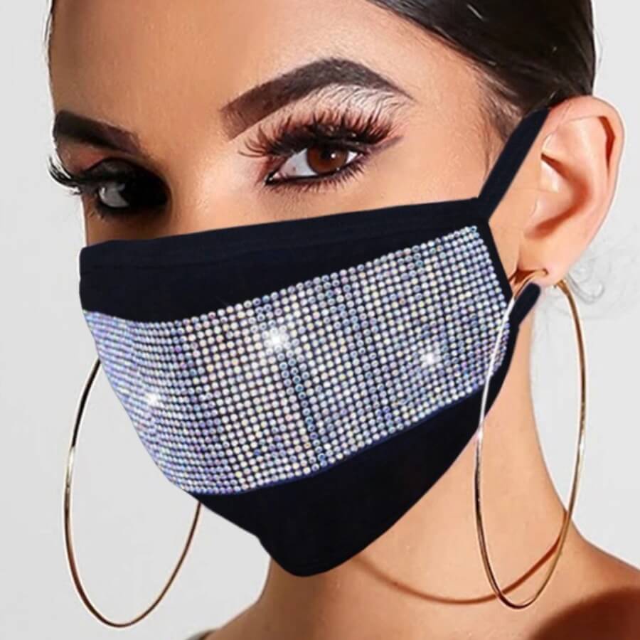 

LW Rhinestone Decorative Silver Face Mask