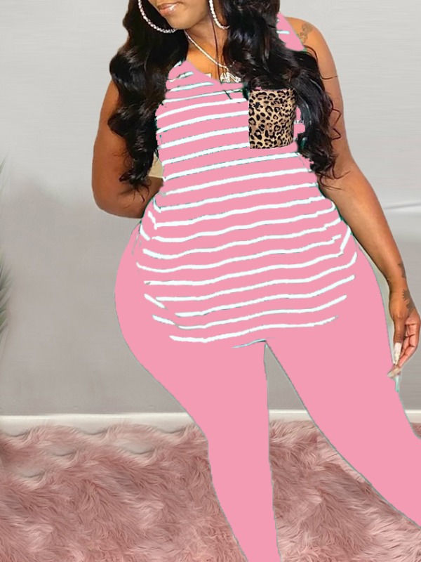 

Lovely Street Striped Pink Plus Size T-shirt