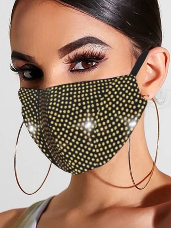 

Lovely Rhinestone Decorative Yellow Face Mask