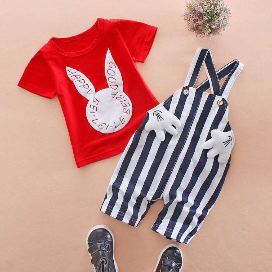 

lovely Sweet O Neck Cartoon Print Red Girl Two-piece Pants Set