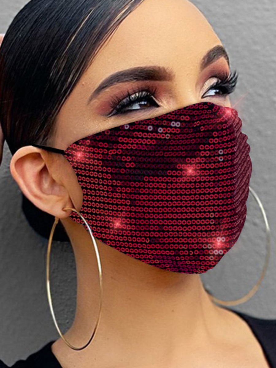 

lovely Sequined Wine Red Face Mask