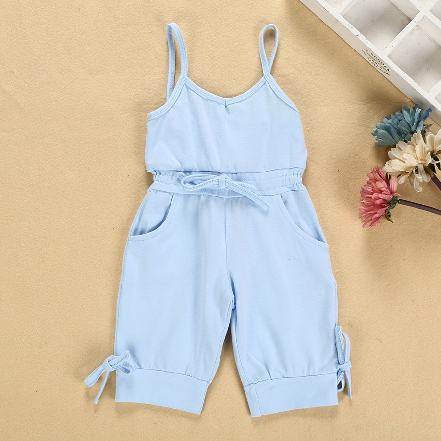 

lovely Leisure Lace-up Blue Girl One-piece Jumpsuit