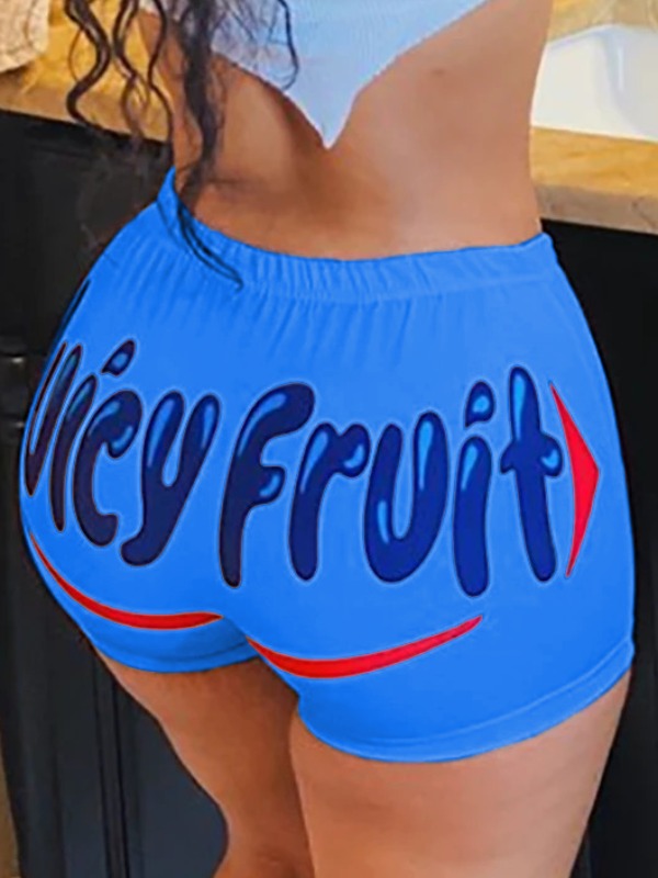LW Casual Letter Blue Shorts