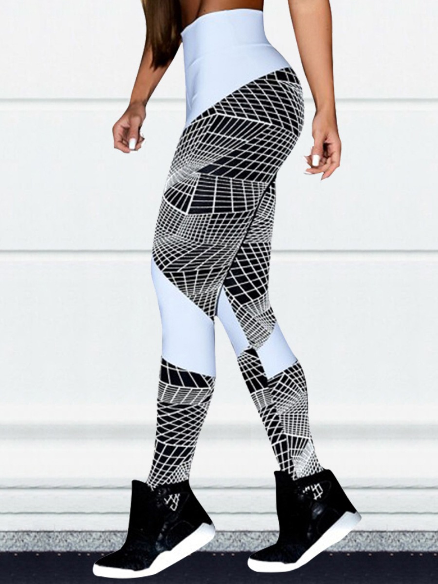 

lovely Sportswear Print Patchwork Black And White Pants