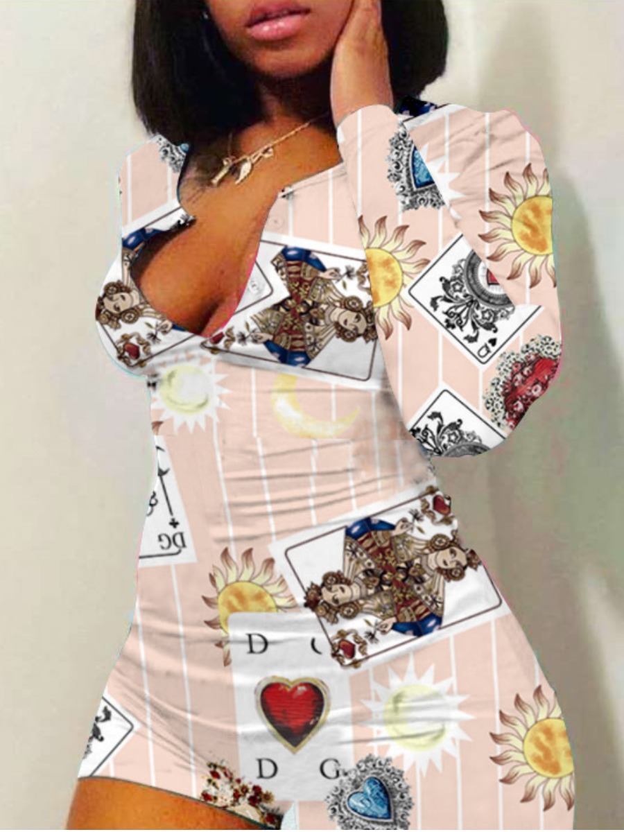 

lovely Trendy Print Light Pink One-piece Romper
