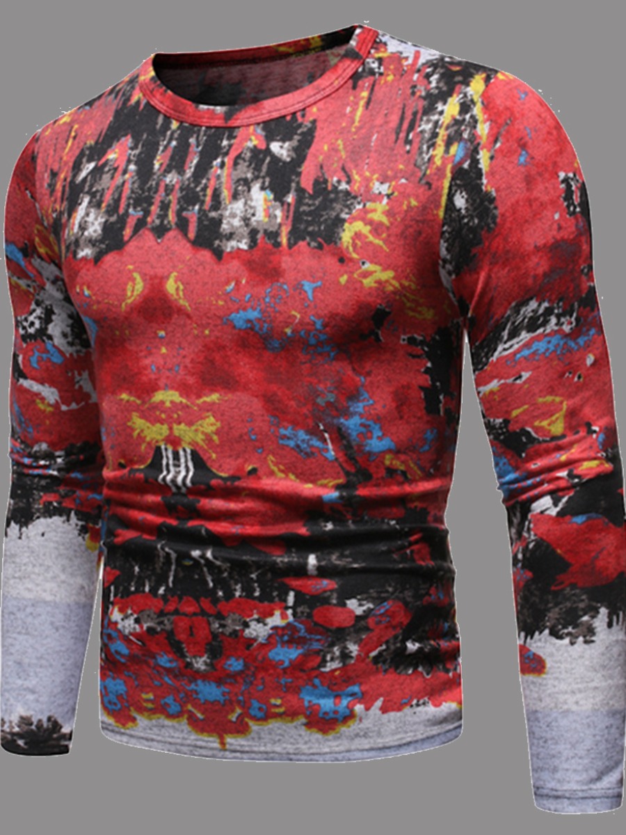 

Men lovely Casual O Neck Print Red T-shirt