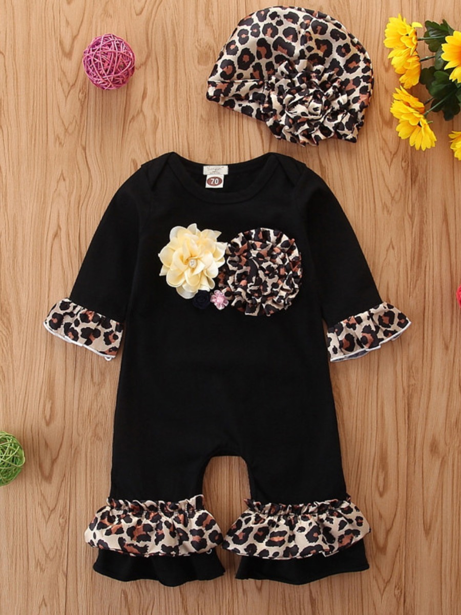 

lovely Stylish O Neck Print Patchwork Black Girl One-piece Jumpsuit