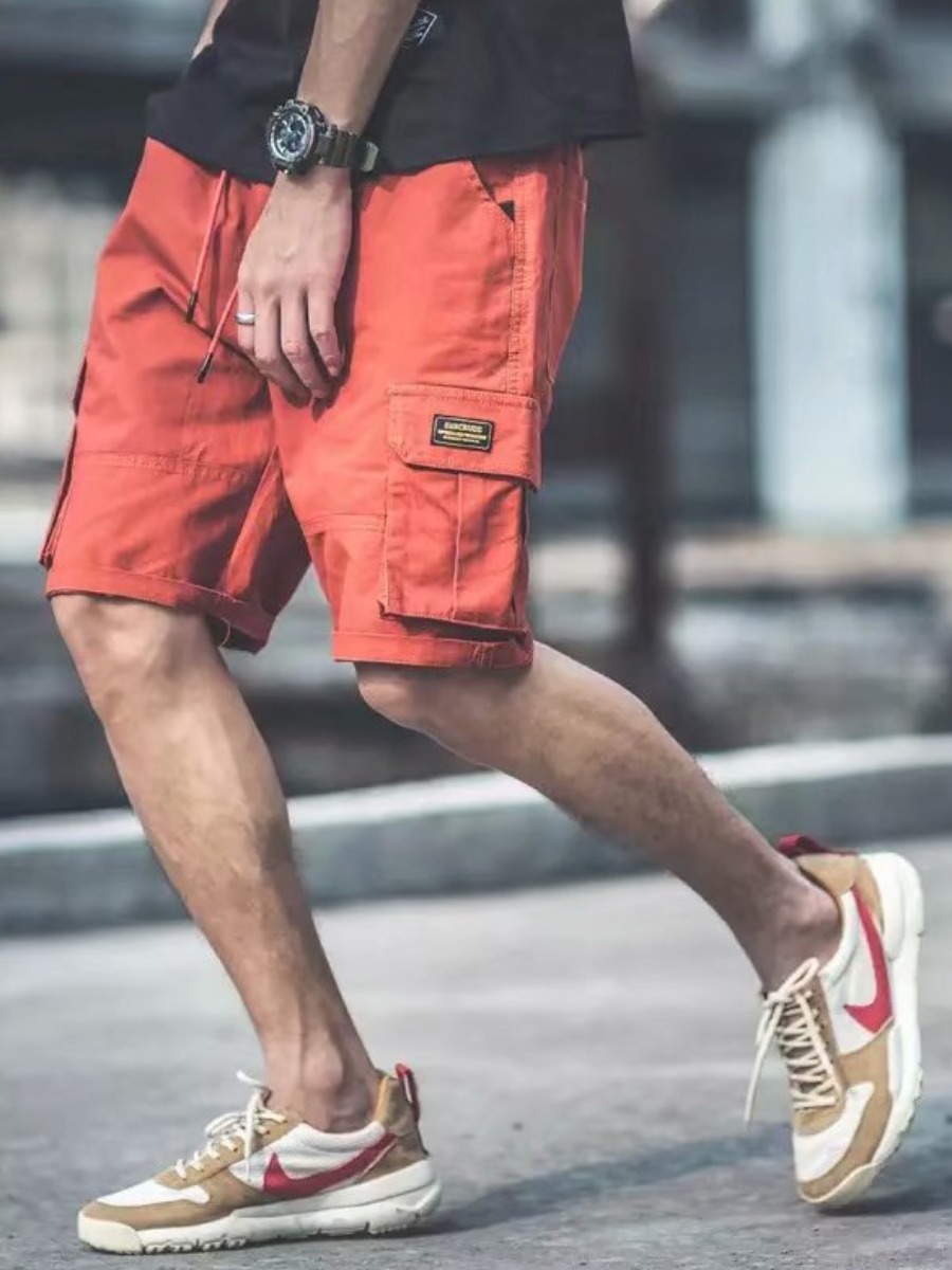 

lovely Sportswear Pocket Patched Brick Red Men Shorts