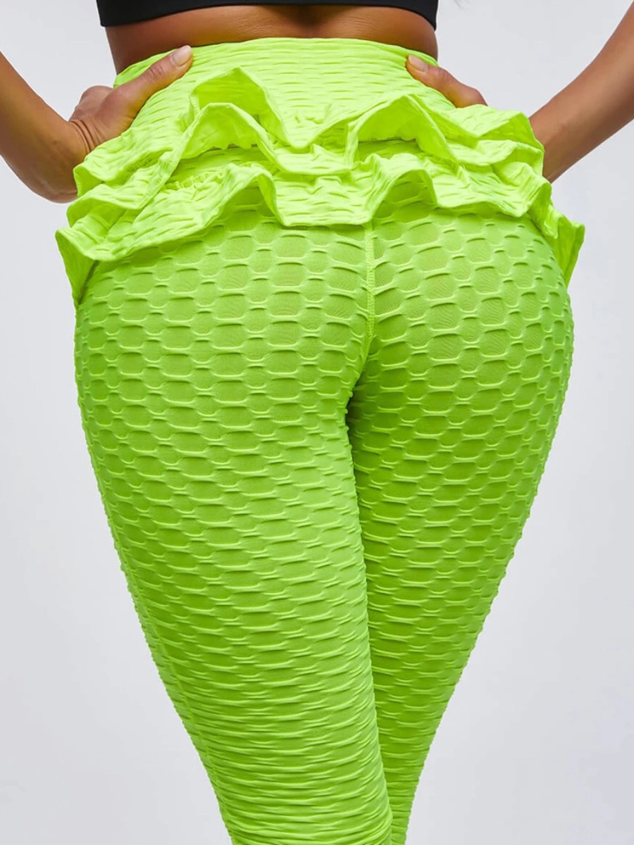 

lovely Sportswear Layered Cascading Ruffle Green Pants