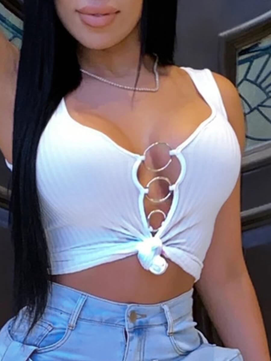 

Lovely Street Hollow-ou White Camisole