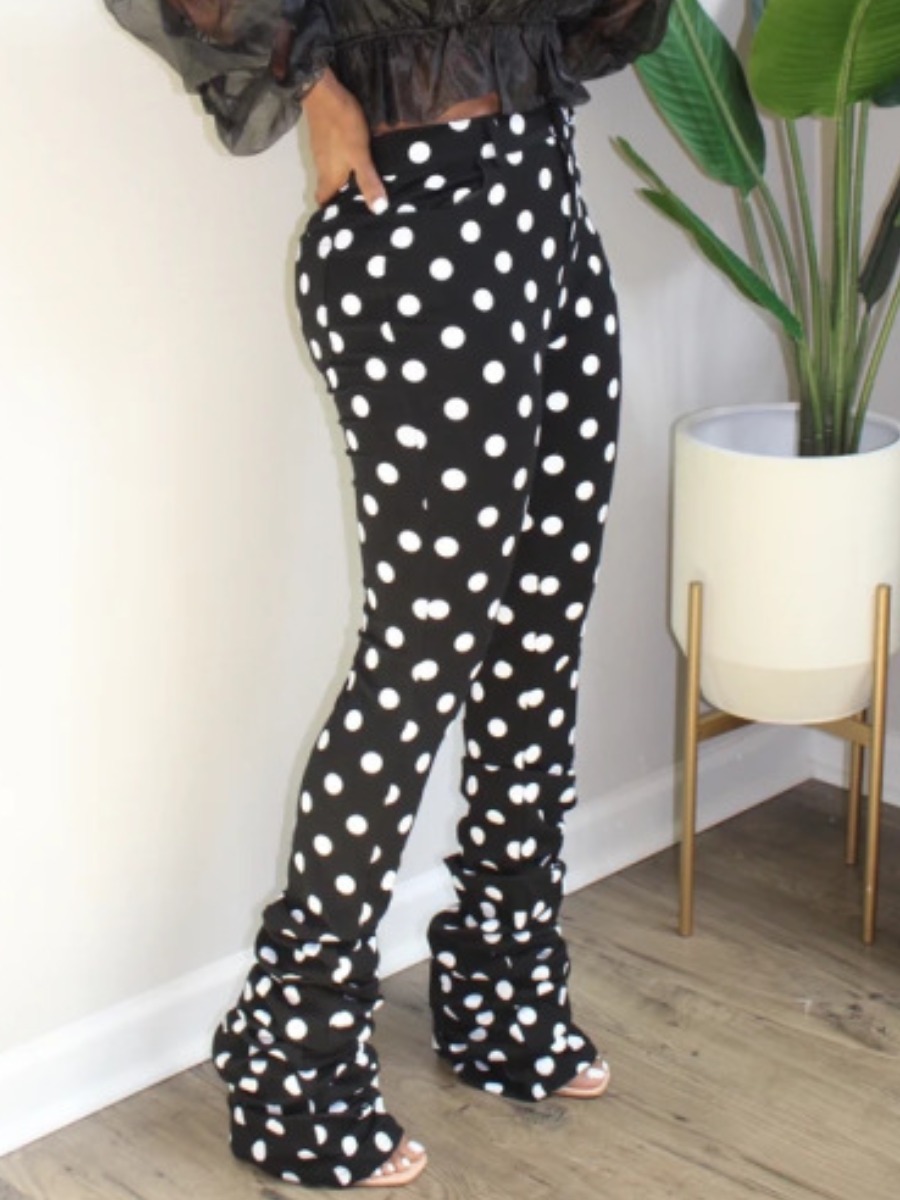 

lovely Sweet Dot Print Black Pants