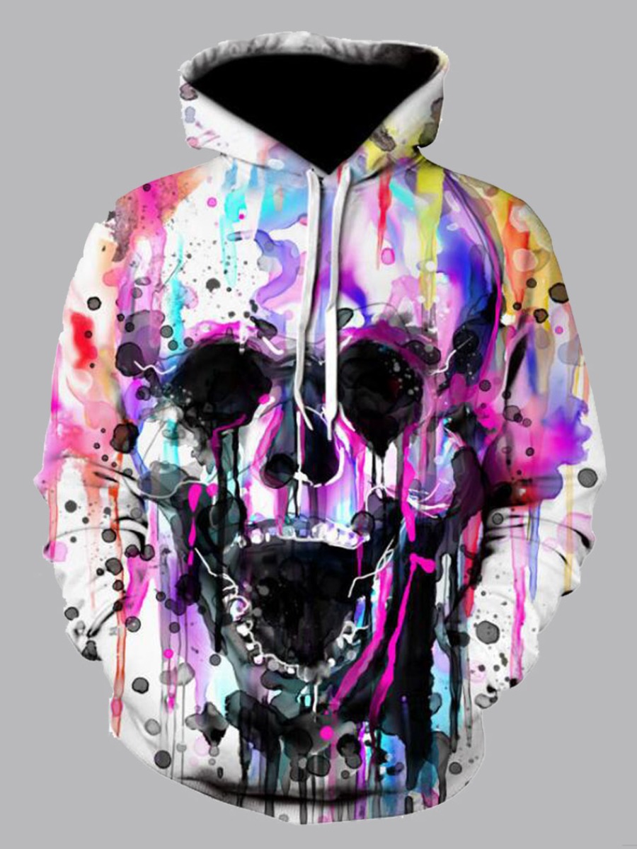 

Men lovely Street Hooded Collar Print Patchwork Multicolor Hoodie, Multi