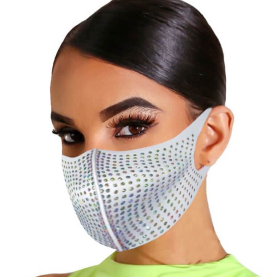 

lovely Rhinestone Decorative White Face Mask