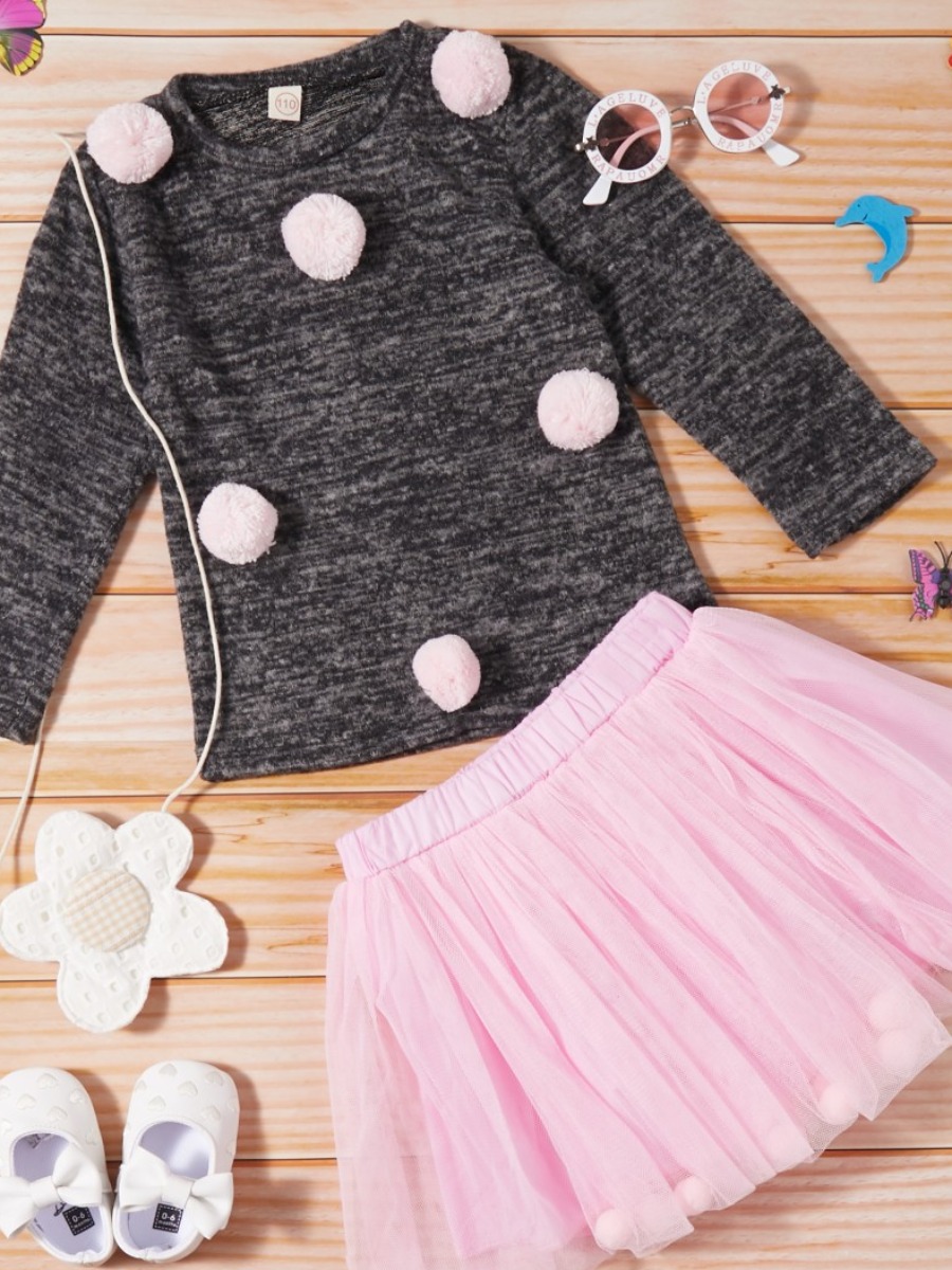 

Lovely Sweet O Neck Fold Design Black Girl Two-piece Skirt Set