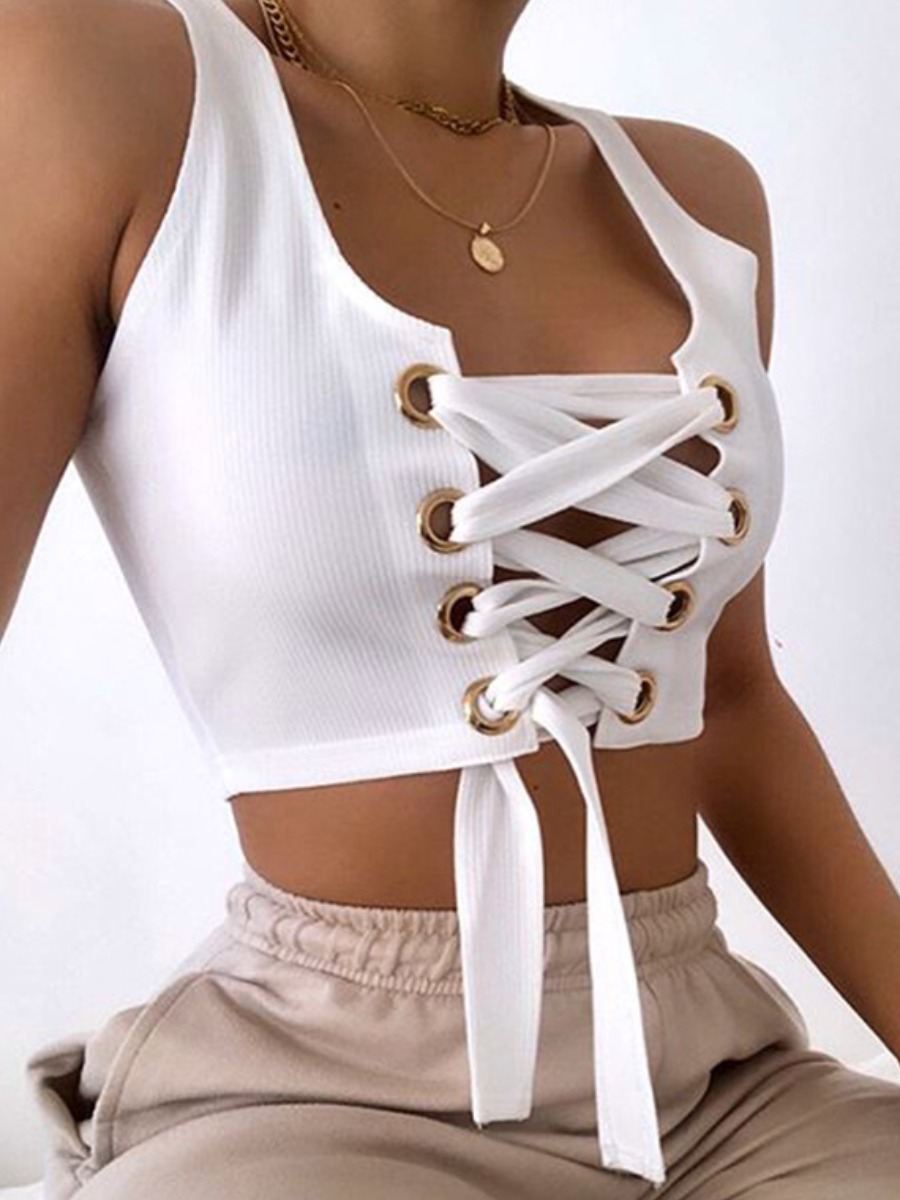 

lovely Street Bandage Design White Camisole