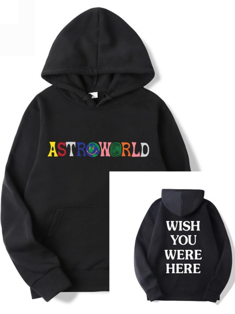 

Lovely Casual Hooded Collar Letter Print Black Hoodie