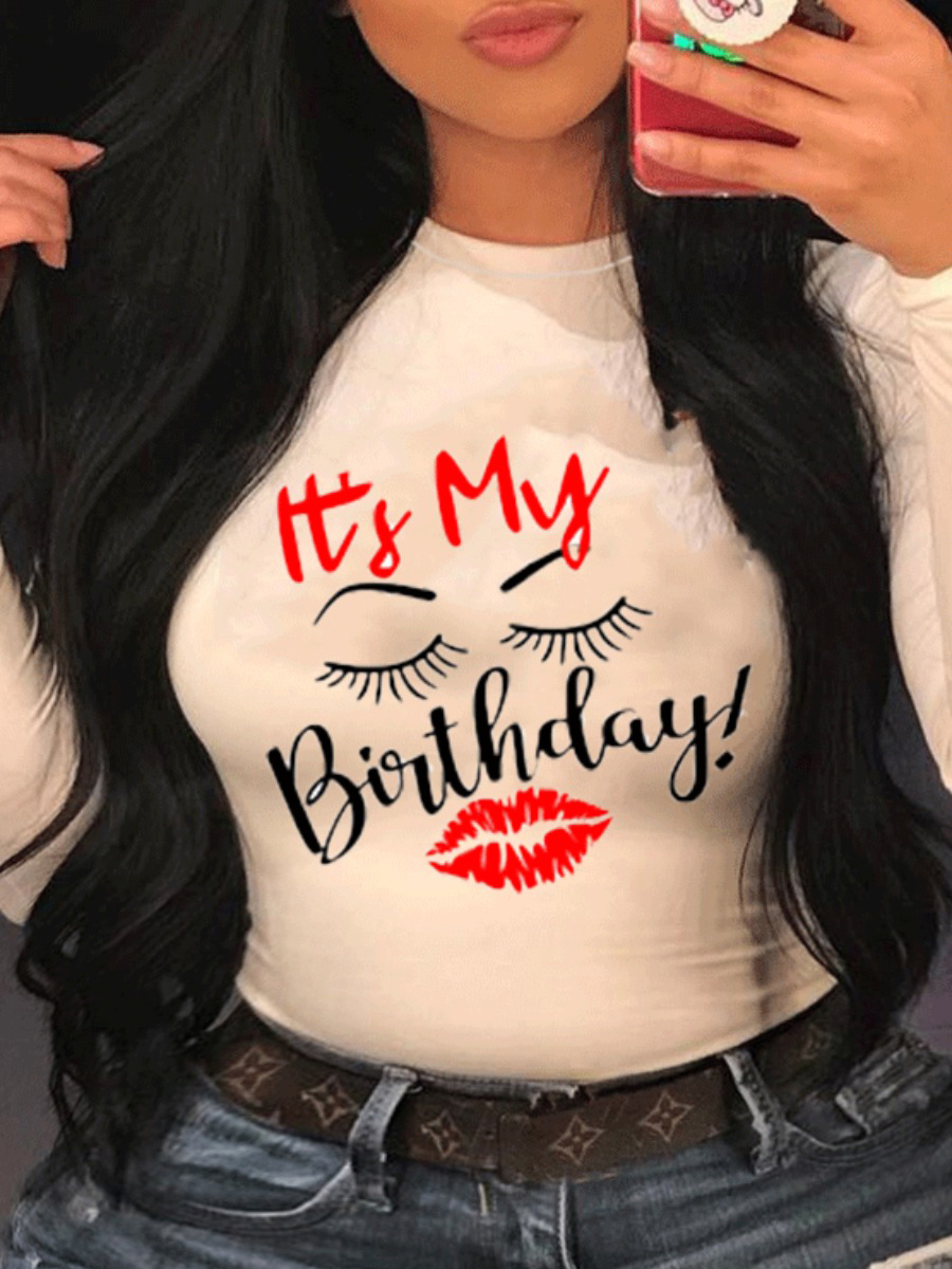 

Lovely Casual O Neck Print White Plus Size T-shirt