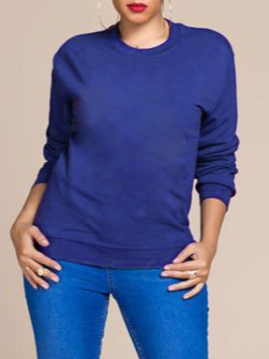 

lovely Leisure O Neck Basic Blue Hoodie